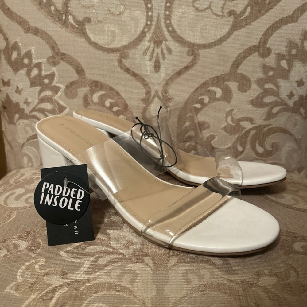 Streetwear Society Clear and White Heels with Padded Insole